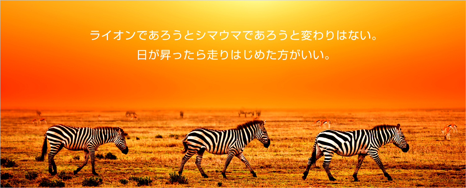 ライオンであろうとシマウマであろうと変わりはない。日が昇ったら走りはじめた方がいい。